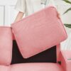 Modern Snowfleece Fabric 3 Seater Sofa With Cup Holders For Living Room Bedroom Office - Pink - Image 11