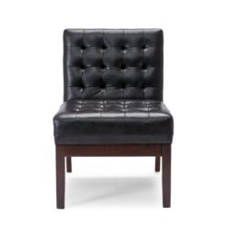 Contemporary Accent Chair With Tufted Waffle Stitch - Black