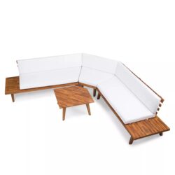 Hillcrest - V Shaped 4 Piece Sof Set With Coffee Table Cushions, Sandblast Finish - White