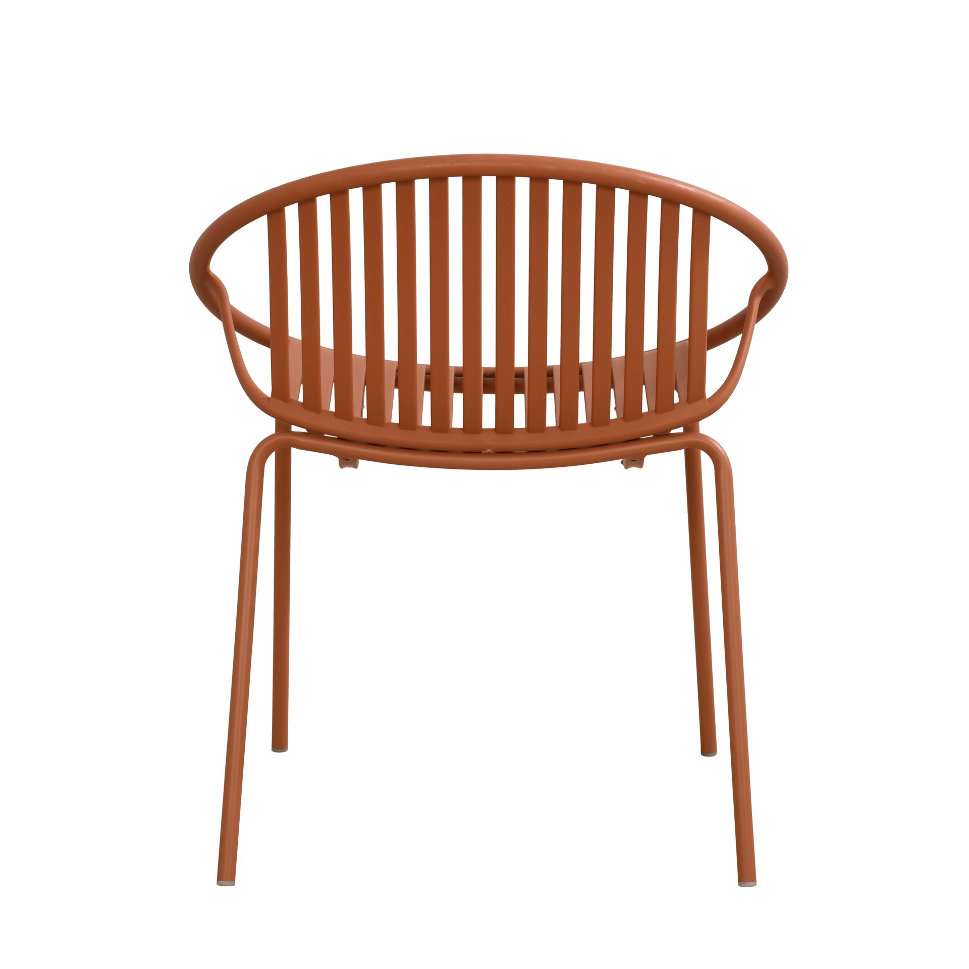 Contemporary Patio Dining Chairs (Set of 2) Stackable Outdoor Chairs With Breathable Plastic Backrest, Metal Legs - Orange - Image 12