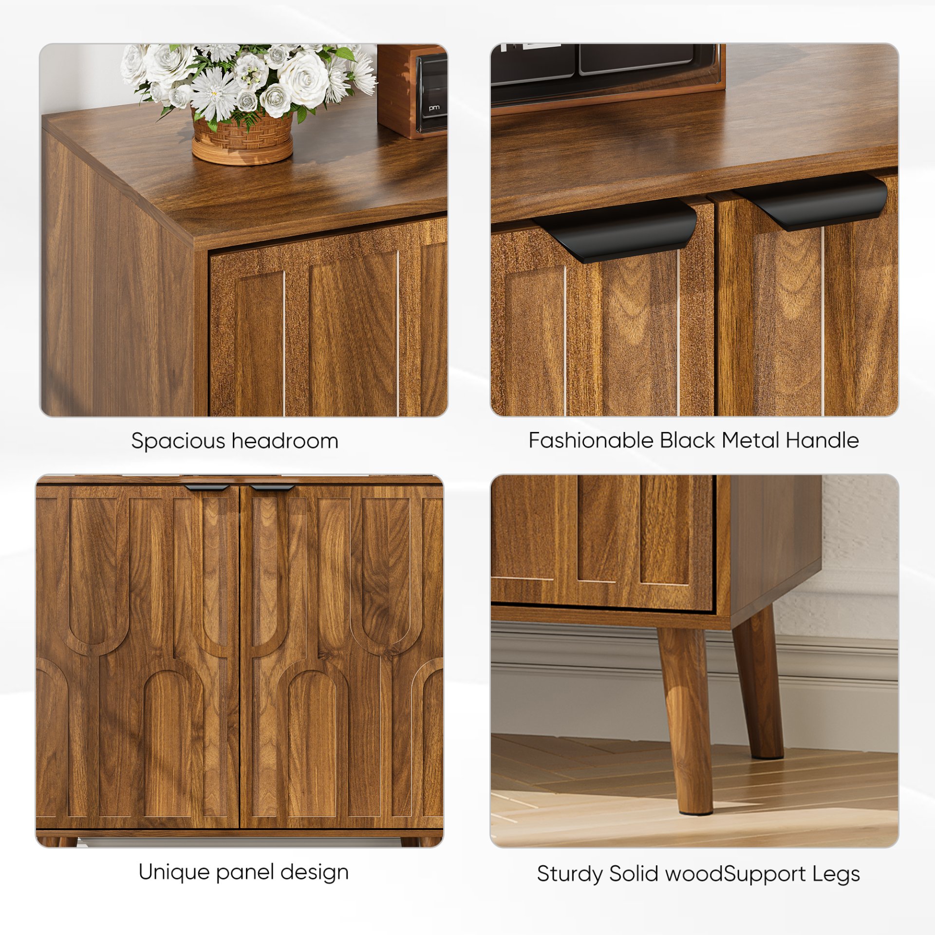 Farmhouse Style Sideboard Buffet Cabinet With Storage Bar Cabinet - Walnut - Image 7