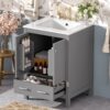 24" Bathroom Vanity With Integrated Undermount Sink, 2 Doors 1 Drawer, Soft Close Hinges, - Gray - Image 2