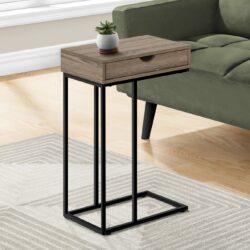 Accent Table, C - Shaped Versatile Design - Taupe