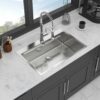 33" Drop In Kitchen Sink With Ledge Workstation, Single Bowl, 16 Gauge Stainless Steel - Black / Gray - Image 5