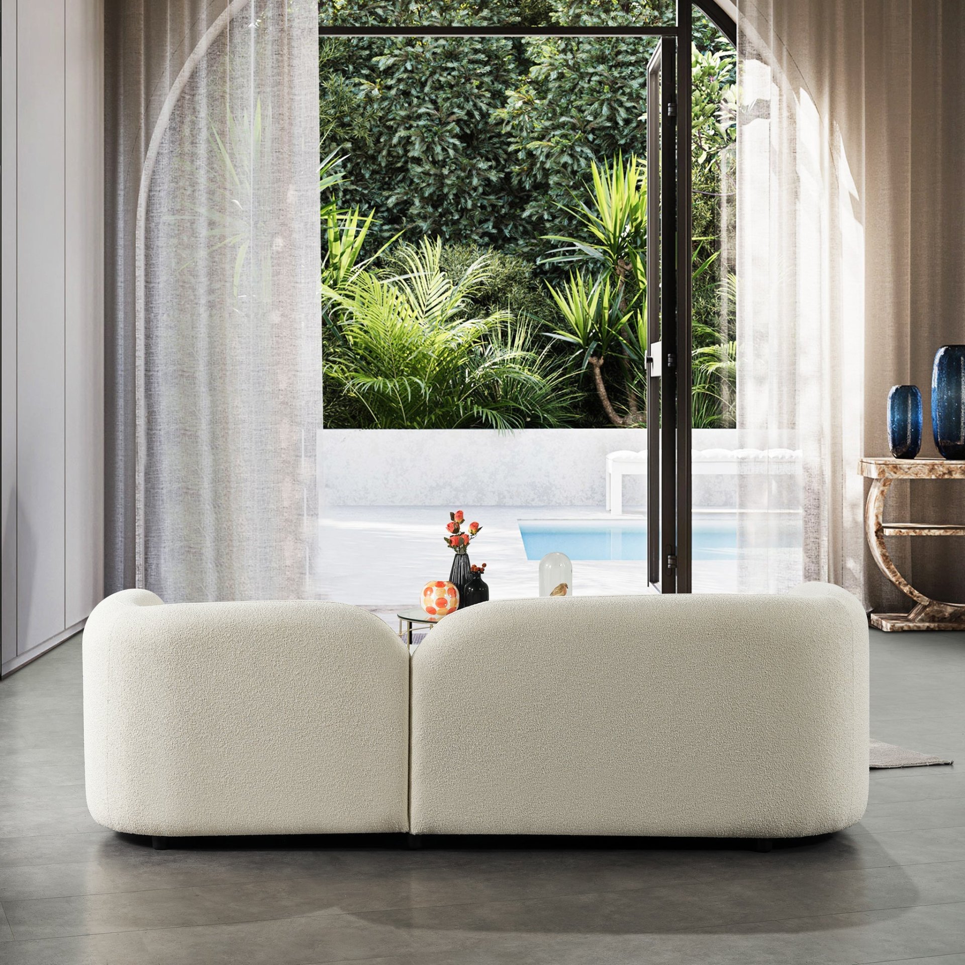 Donna - Japandi Style Boucle Sofa - Cream / Ivory - Image 7