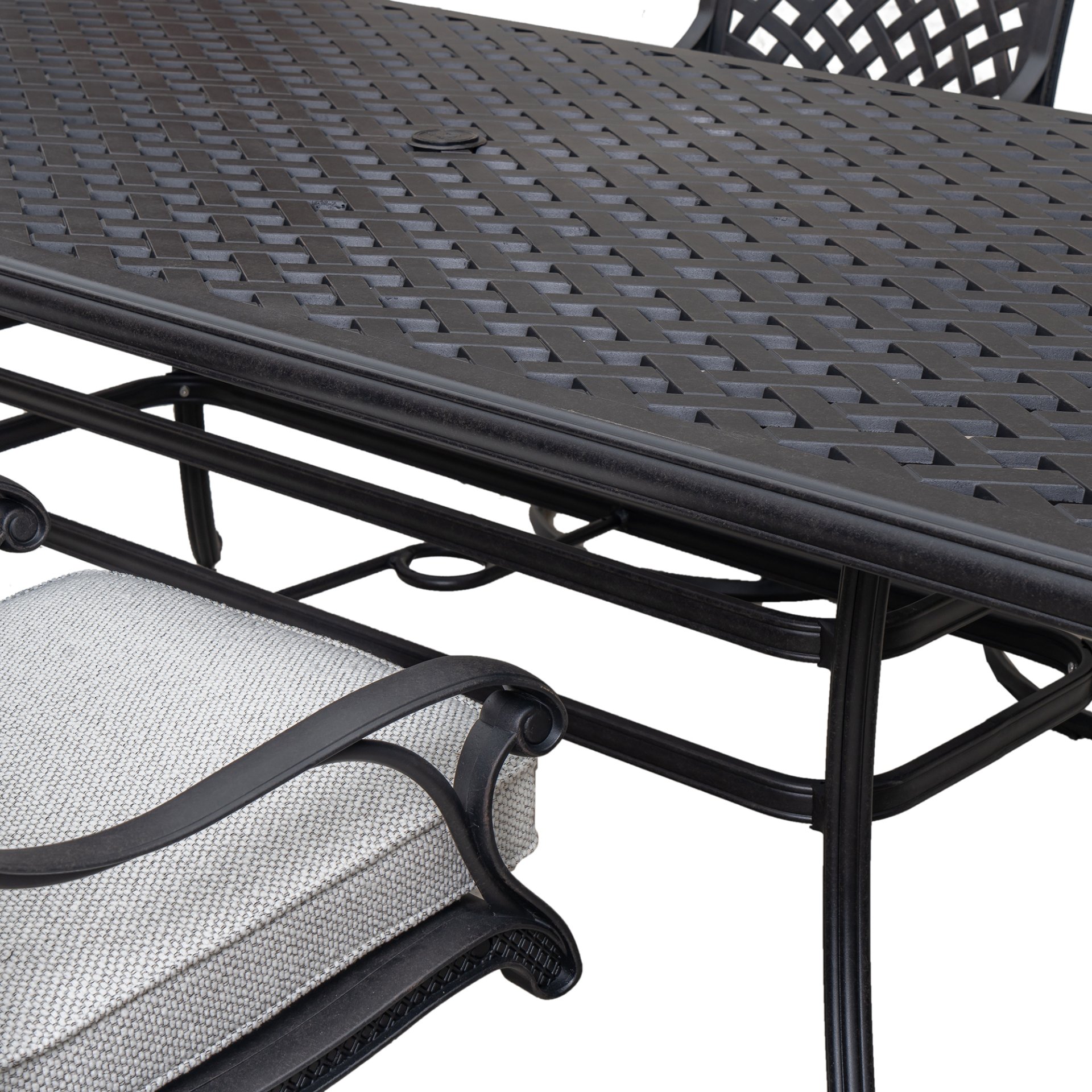 Stylish Outdoor 7 Piece Aluminum Dining Set With Cushion - Sandstorm - Image 4