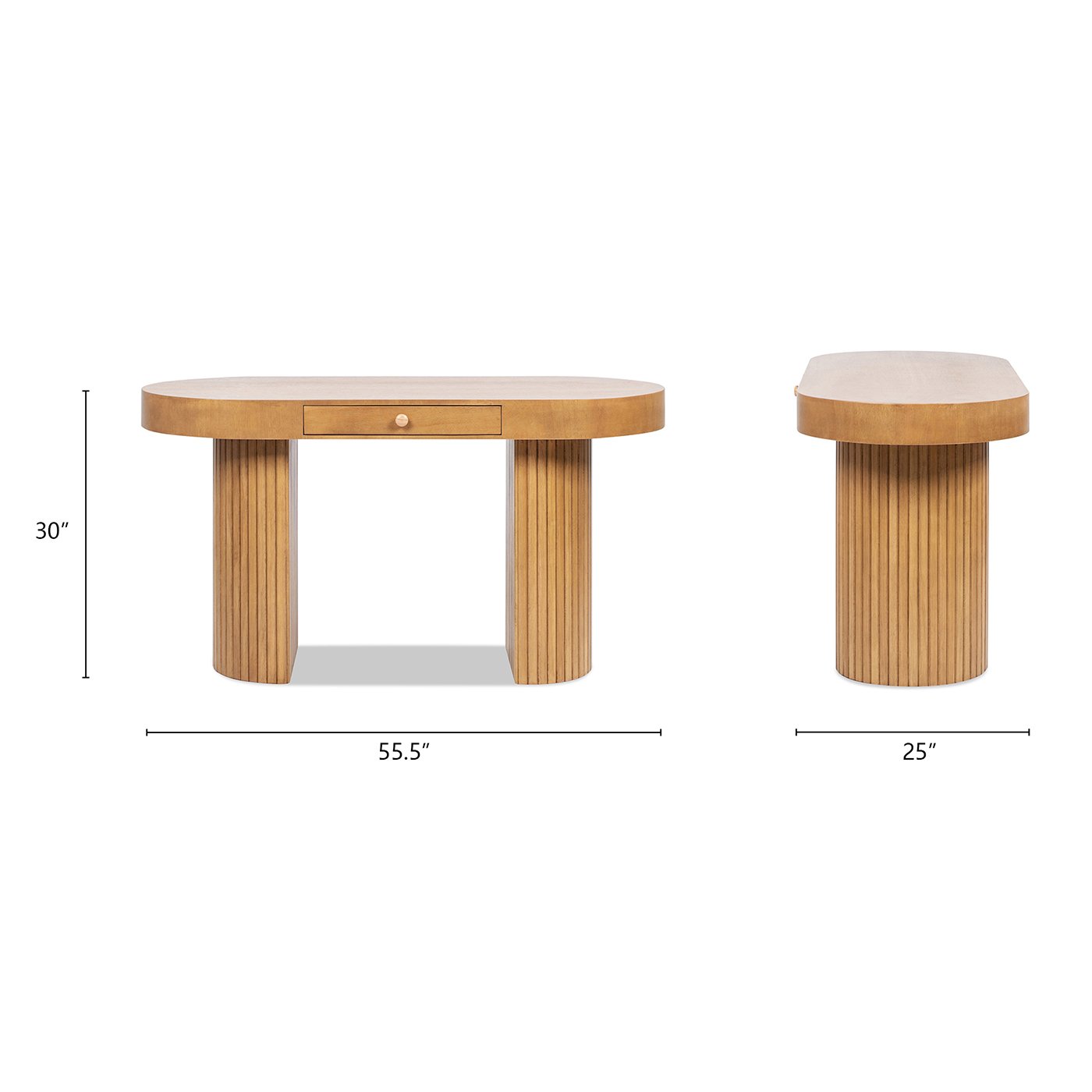 Jesse - Single Drawer Fluted Oval Console Desk - Honey Brown - Image 11