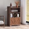 Farmhouse Style Monita Wine Cabinet With Storage Space - Walnut - Image 4