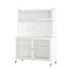 Contemporary Kitchen Pantry Cabinet With Glass Doors, Adjustable Shelves, Steel - Brushed Nickel - Image 16