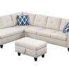 Alger - Wide Left Hand Facing Sofa & Chaise With Ottoman - Beige - Image 2