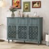 3 Door 3 Drawer Cabinet, American Furniture, Suitable For Bedroom, Living Room, Study - Dark Green - Image 4