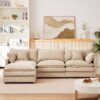 Modular L Shaped Sectional Sofa Set With Movable Ottoman, Chenille - Coffee - Image 2