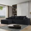 Modular L Shaped Sectional Sofa, Convertible Couch With Chaise Corduroy - Black - Image 12