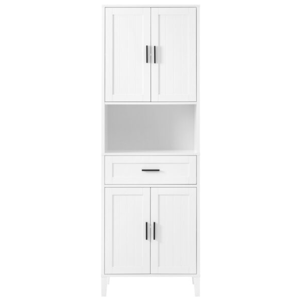 Tall Bathroom Cabinet With Drawer And Adjustable Shelves - White