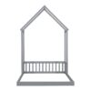 Full Roof Framed Headboard Floor Bed With Headboard Guardrails, Without Slats - Gray - Image 16
