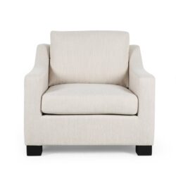Nightowl - Upholstered Club Chair With Sloped Arms And Wood Legs - Beige