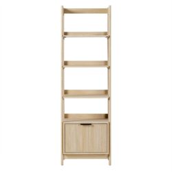 Transitional Narrow Bookshelf With Drawer On Bottom - Oak