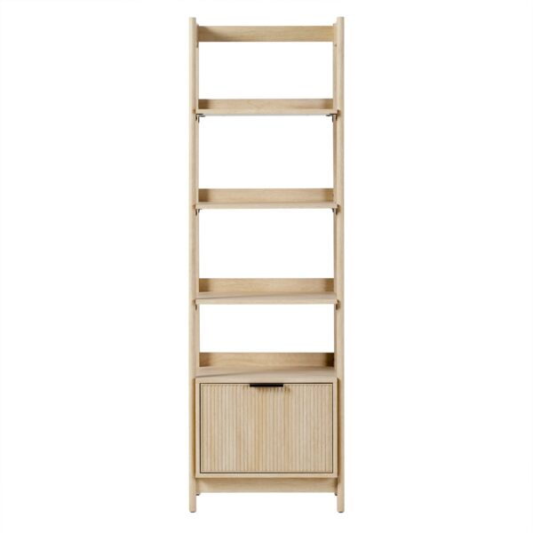Transitional Narrow Bookshelf With Drawer On Bottom - Oak