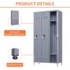 3 Door Lockers With Lock For Home, Gym, Office, School, And Garage - Gray - Image 6