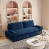 Queen Pull Out Sofa Bed, 3 In 1 Convertible Sleeper Sofa, Multi Functional Velvet Loveseat Bed - Blue - Image 7