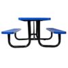 Rectangular Outdoor Steel Picnic Table With Umbrella Pole - Blue - Image 7