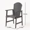 Outdoor Weather Resistant Acacia Wood Adirondack Dining Chairs Set (Set of 2) - Dark Gray - Image 3