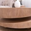 Modern Round Wood Coffee Table, Accent Table For Living Room - Antique Natural / Natural / Rustic - Image 6