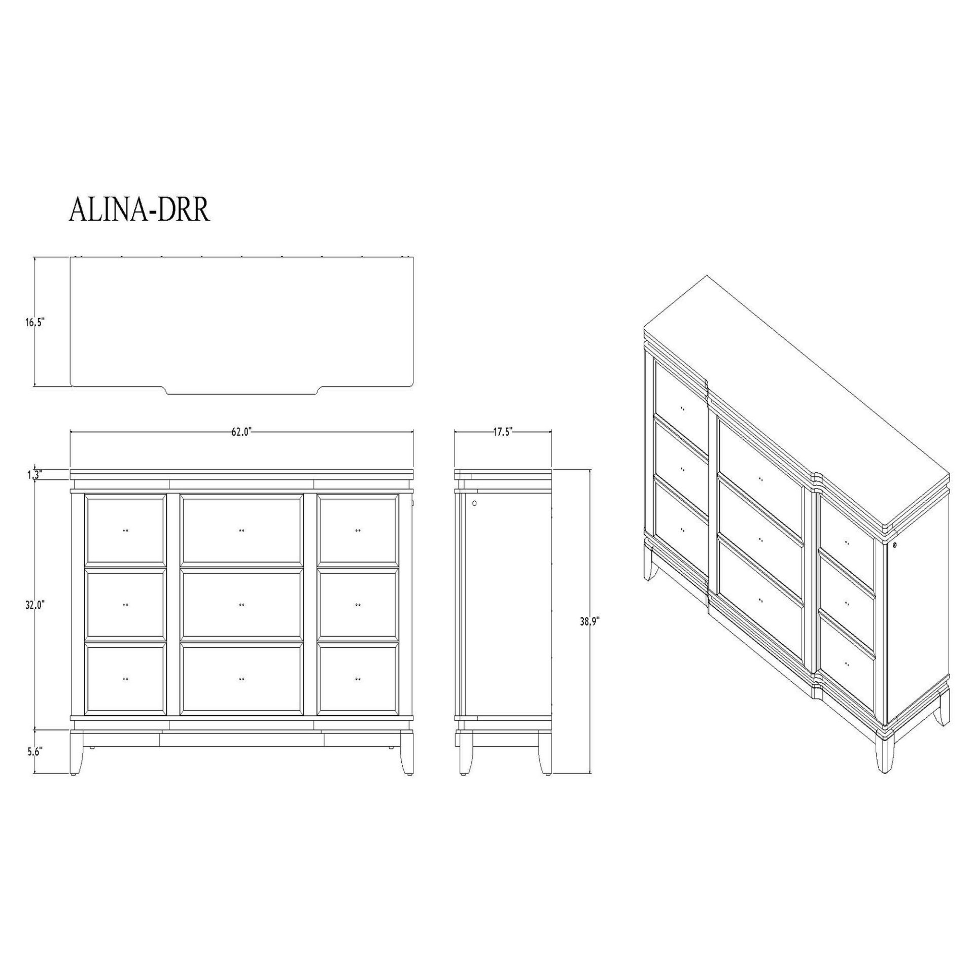 Adalid - Dresser With LED Light And Glittered Drawer Fronts - White - Image 3