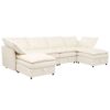 Versatile 6 Piece Modular Sofa Bed With Storage, Stylish Faux Double Layer Cushions, Comfortable & Durable Design, Perfect For Any Living Space - Beige - Image 11