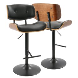 Lombardi - Mid-Century Modern Adjustable Barstool - Walnut / Black