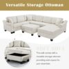 Contemporary U Shaped Sectional Sofa With Movable Storage Ottoman - White - Image 5