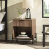 Modern Fluted Drawer Nightstand With Open Cubby - Coffee - Image 2