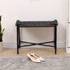 Handwoven Paper Rope Foot Rest Shoes Stools Ottomans For Entryway, Living Room, Bedroom & Office - Black - Image 7