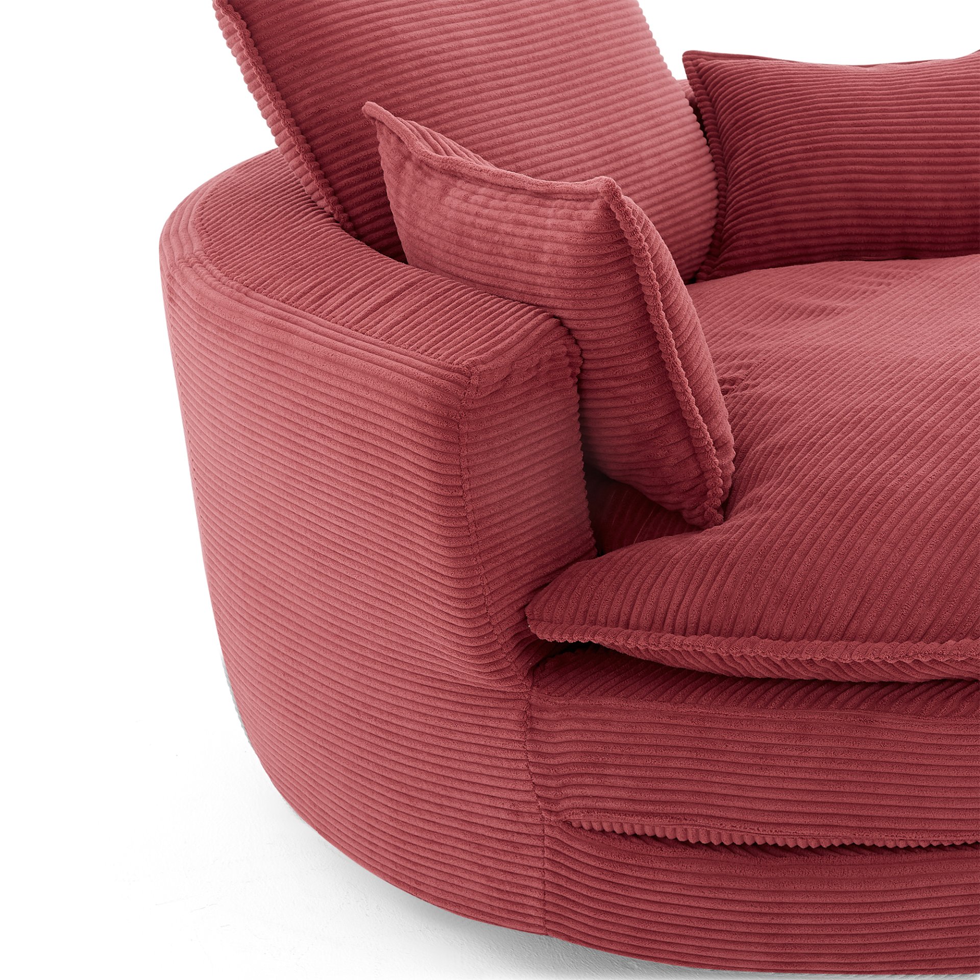 360° Swivel Sofa Chair Accent Barrel Chair With Dual Layer Cushion And Removable Pillows - Red - Image 16
