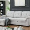 Lucca - Linen Reversible Sleeper Sectional Sofa With Storage Chaise - Light Gray - Image 5
