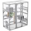 Outdoor Cat House, Diy Cat Enclosure Catio With Double Enter Doors - Light Gray - Image 11