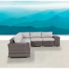 Oasis - Outdoor 7 Piece Rattan Sectional Seating Group With Cushions - Brown - Image 2