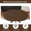 Retractable Dining Table, Round Extendable 6 Person Table - Walnut - Image 17