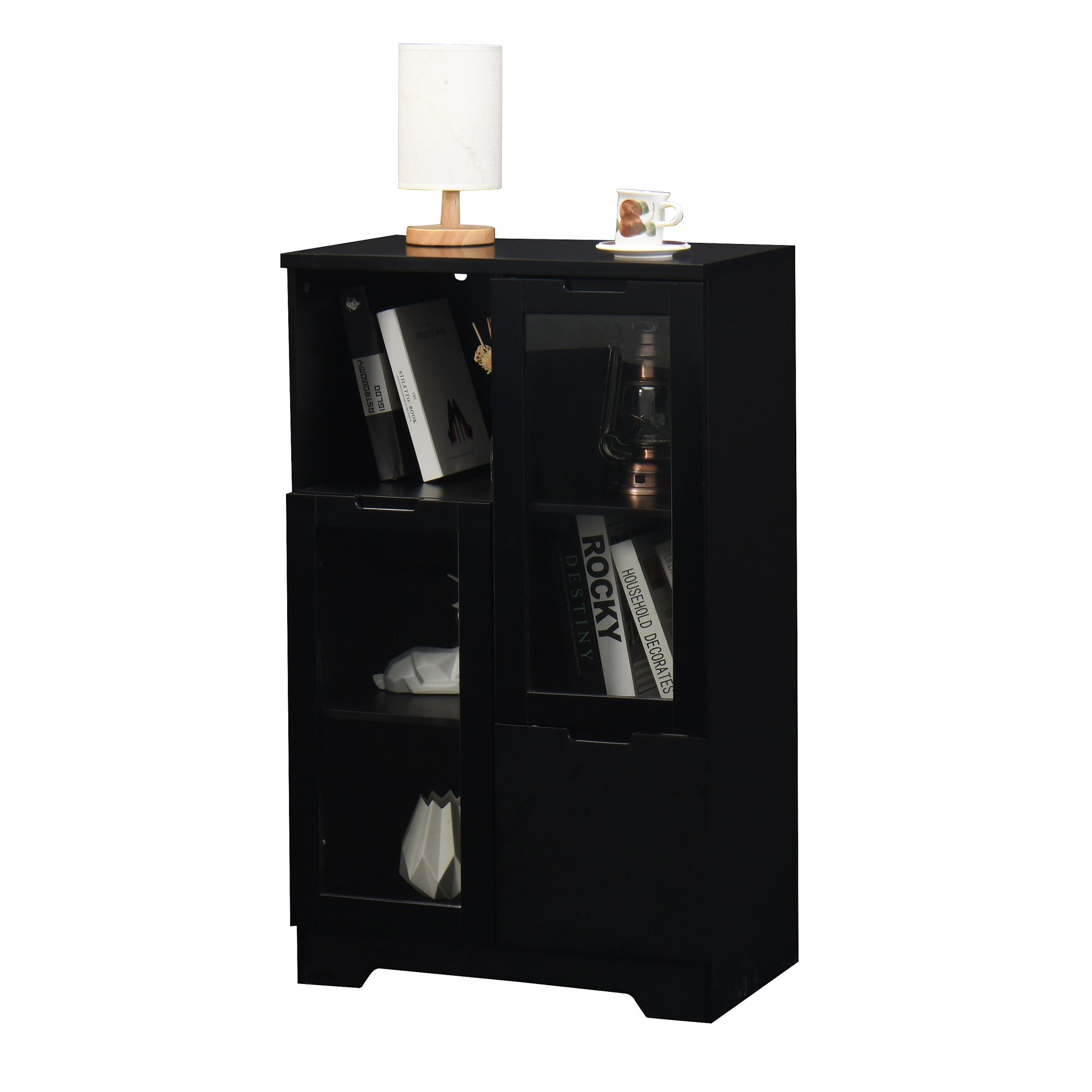 Modern Painted Cabinet With Glass Doors And Drawer - Black - Image 15