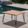 Outdoor Coffee Table With Slat Top And Metal Legs - Teak - Image 5