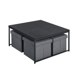 Caitlin - Wood Grain 5 Piece Coffee Table (Set of 5) - Black