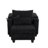 Convertible Chaise Lounge Sofa Chair Bed With USB Ports, Cup Holders & Storage - Black - Image 17