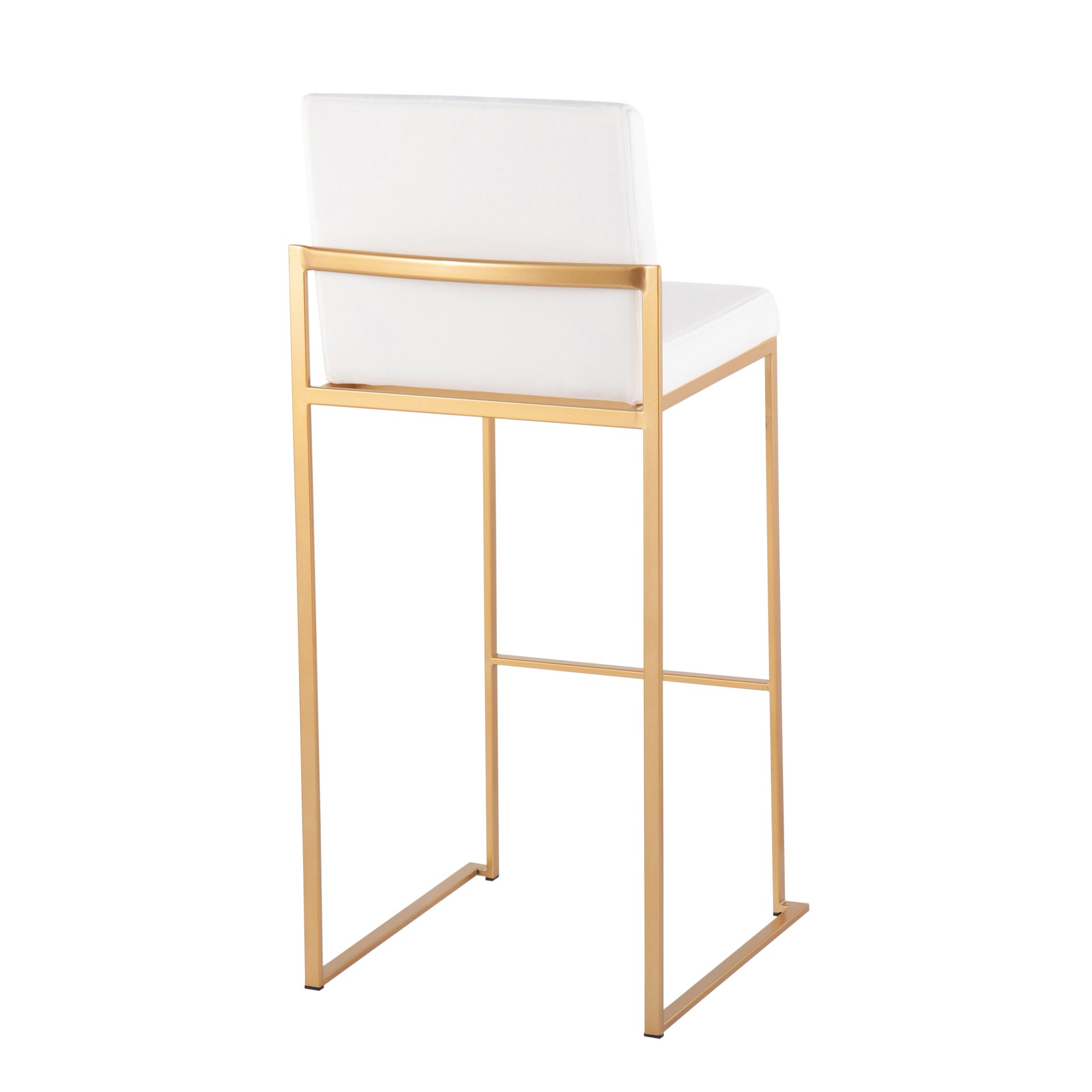 Fuji - Contemporary High Back Barstool (Set of 2) - White / Gold - Image 4