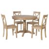Modern Dining Table Set For 4, Round Table And 4 Kitchen Room Chairs, 5 Piece Kitchen Table Set For Dining Room, Dinette, Breakfast Nook - Natural Wood Wash - Image 10
