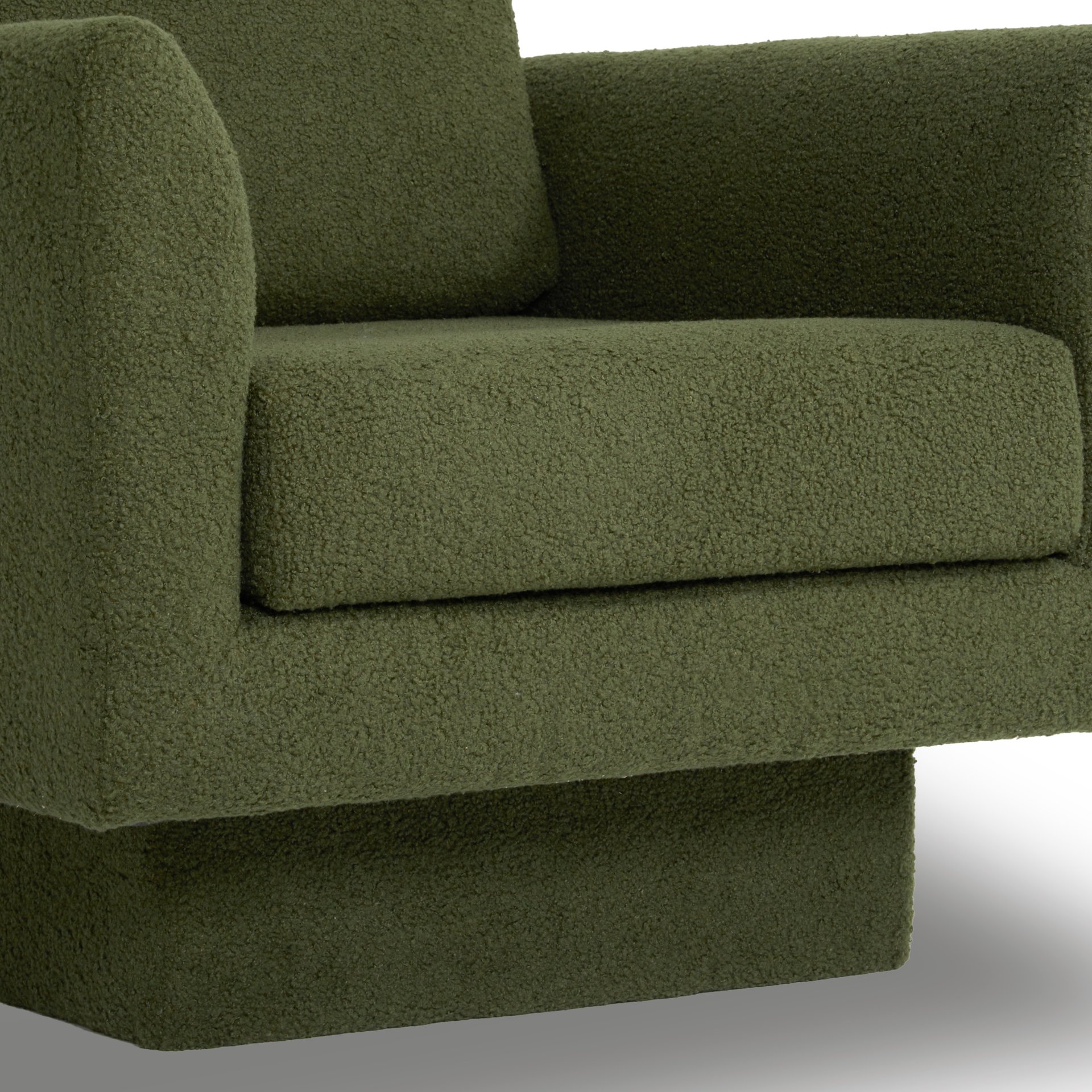 360° Modern Swivel Accent Chair Round Armchair, Thick Padded Single Lounge Sofa Upholstered Comfy - Green - Image 17