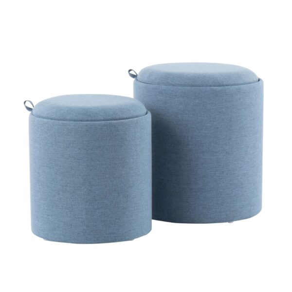 Tray - Contemporary Nesting Ottoman Set - Blue / Natural