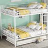 Full Over Full Metal Bunk Bed With Trundle - White - Image 24