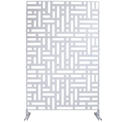 Decorative Freestanding Metal Privacy Screen For Indoor & Outdoor Use - White