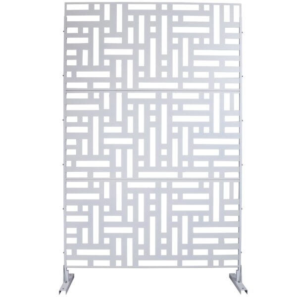 Decorative Freestanding Metal Privacy Screen For Indoor & Outdoor Use - White