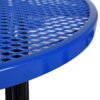Round Outdoor Steel Picnic Table With Umbrella Pole - Blue - Image 2